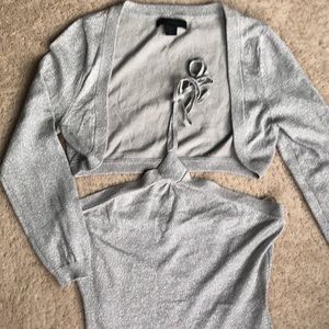 Women’s M metallic silver 62% silk matching set